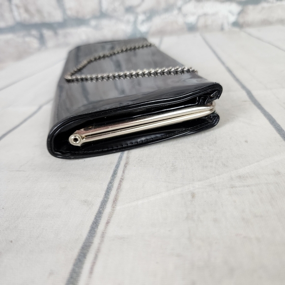 Vintage 50s/60s Black Patent Rectangle Clutch Purse - Picture 3 of 16